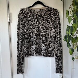 J. Crew Leopard Print Cardigan - Black and Cream